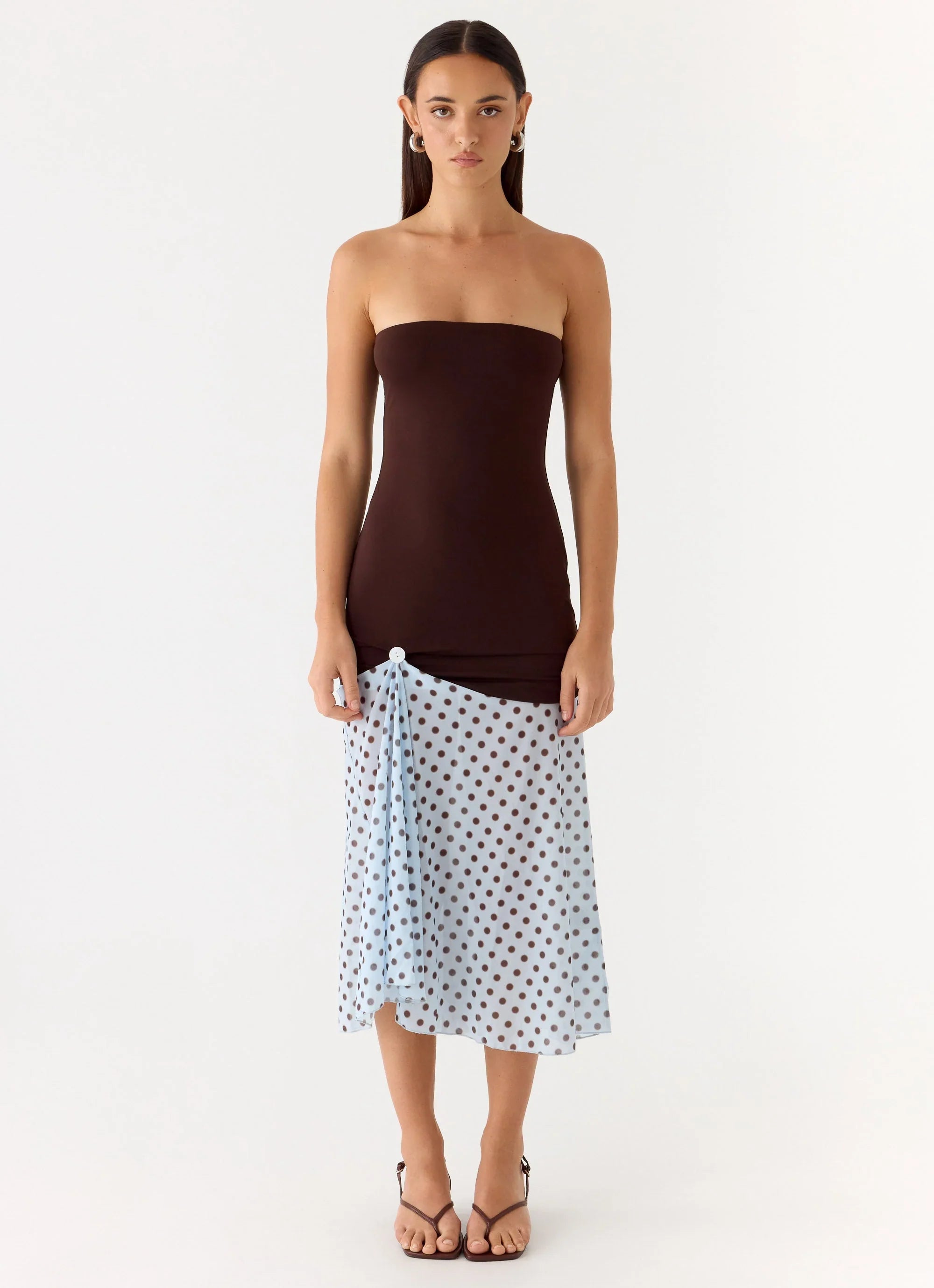 Schell Midi Dress - Chocolate Dot